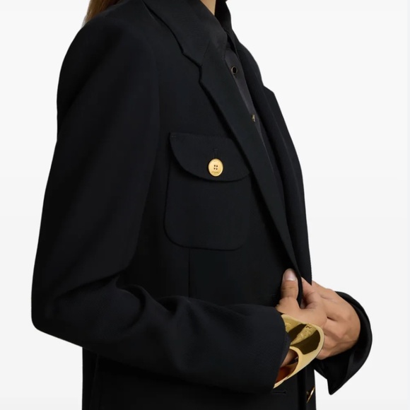 St John Women's Stretch Twill Blazer in Black Wool/Viscose/Polyester Size 14 NWT - Picture 3 of 4